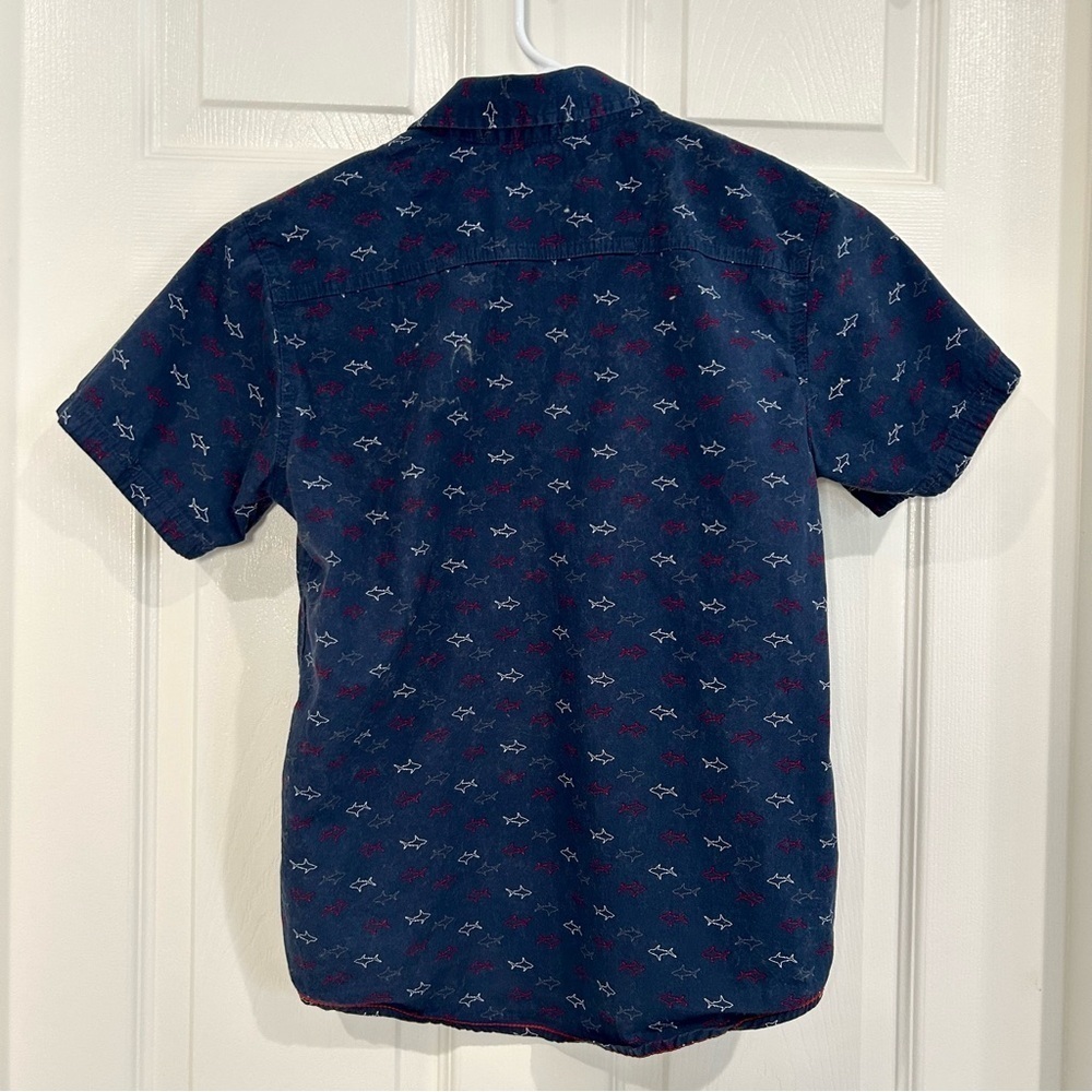 DCBD Boys Shark Shirt Size M Blue Short Sleeve Button Up Cotton Nautical Preppy - Picture 5 of 11